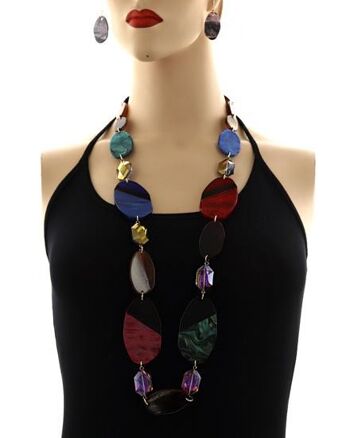 Ensemble Collier Long et Boucles d'Oreilles Ashake - Multicolore 4