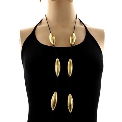 Ashabi Lange Halskette und Ohrringe - Gold