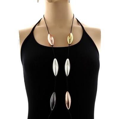 Ashabi Lange Halskette und Ohrringe - Mehrfarbig