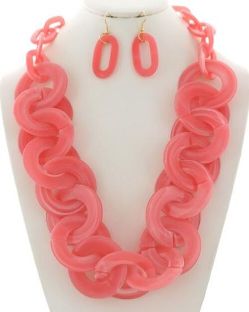 Amaka Cellulose Acetate Necklace & Earring Set - Pink