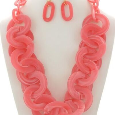 Amaka Cellulose Acetate Necklace & Earring Set - Pink