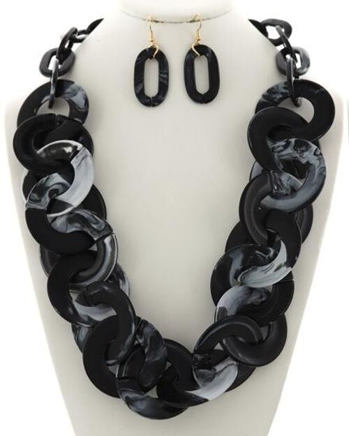 Amaka Cellulose Acetate Necklace & Earring Set - Black