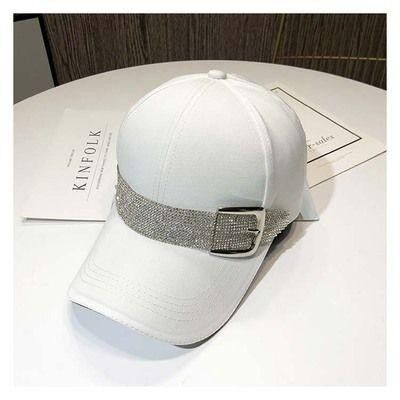 Cappellino con dettaglio cintura bling - Bianco