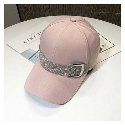 Casquette Visage Détail Ceinture Bling - Rose