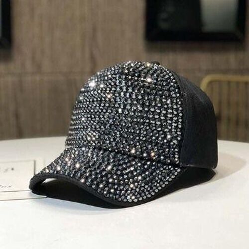 Bling Face Cap with Solid Back - Black