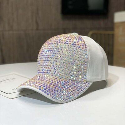 Bling Face Cap with Solid Back - White