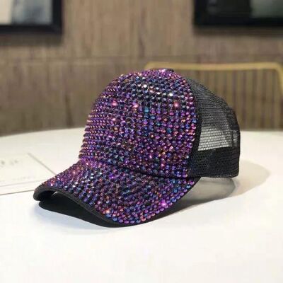 Casquette Bling Face avec Dos en Maille - Violet