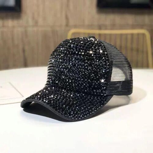 Bling Face Cap with Mesh Back - Black