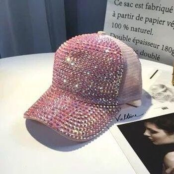 Casquette Bling Face avec Dos en Maille - Rose