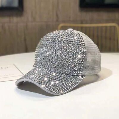 Bling Face Cap with Mesh Back - Grey