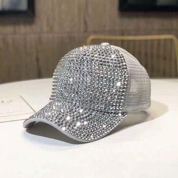 Casquette Bling Face avec Dos en Maille - Gris