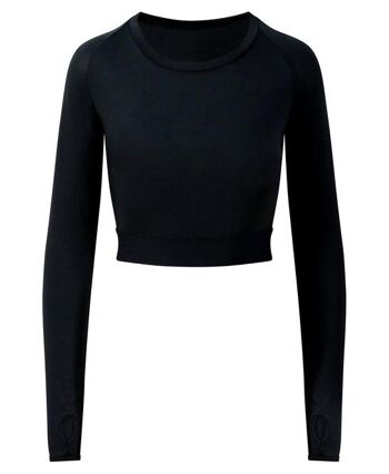 T-shirt Cool crop à manches longues pour femme Jet Black , SKU1203 5