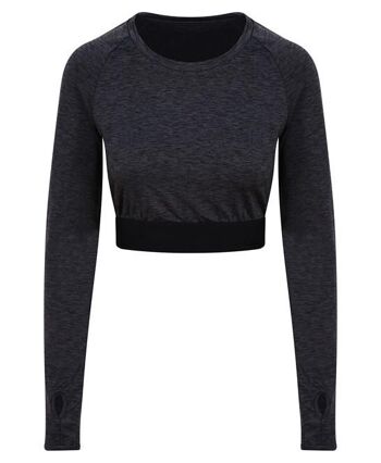 T-shirt Cool crop T à manches longues pour femme Grey Melange , SKU1210 3