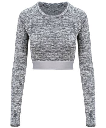 T-shirt Cool crop T à manches longues pour femme Grey Melange , SKU1210 4