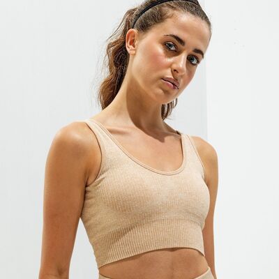 Women's TriDri® ribbed seamless 3D fit multi-sport bra Mauve , SKU1370