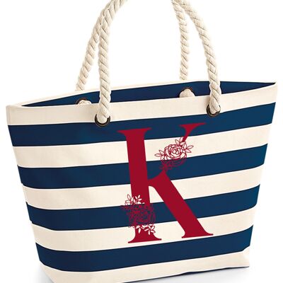 Borsa da spiaggia personalizzata - Navy a righe, SKU1415