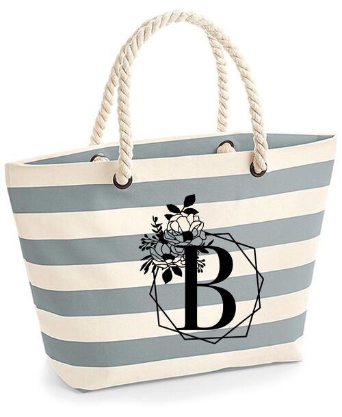 Personalised Beach Bag - Stripe Gray , SKU1416