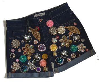 The Fine Girl Celeb Embellished Short Denim Blue , SKU1443 6