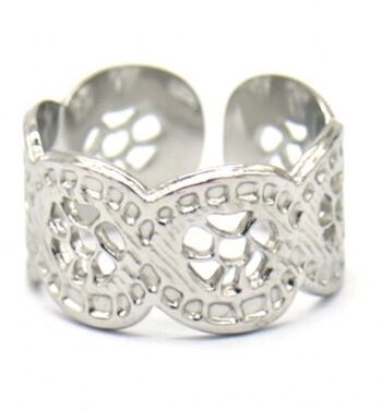 R2033-002S S. Bague Acier Ajustable Argent