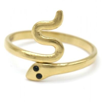 R110254G S. Anello in acciaio Snake Gold