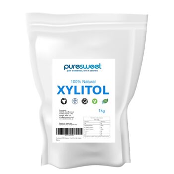 Xylitol 100% naturel Puresweet 1kg, adapté aux dents, adapté aux diabétiques, végétalien, sans OGM. 1