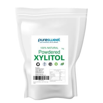Xylitol en poudre 100% naturel Puresweet 1kg, respectueux des dents, végétalien, sans OGM. 1