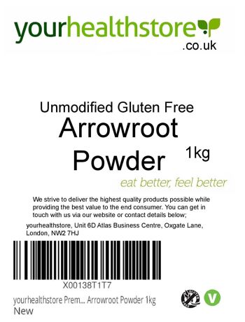 yourhealthstore Premium Non Modifié Sans Gluten Arrowroot Poudre 1kg 2