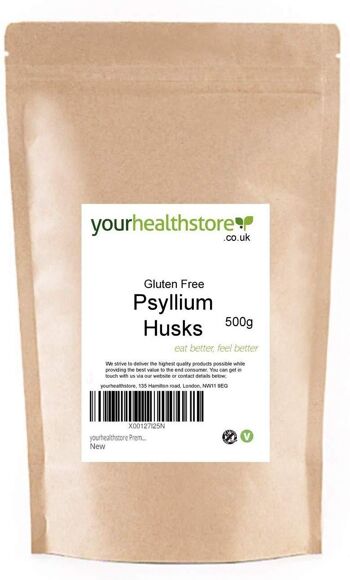 yourhealthstore Premium Non OGM Sans Gluten Cosses de Psyllium Blond 500g 1
