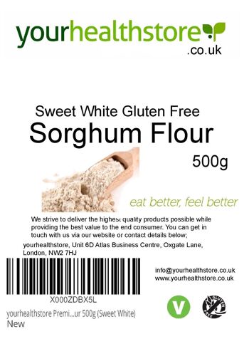 yourhealthstore Farine de sorgho à grains entiers de qualité supérieure sans gluten 500g (blanc doux) 2
