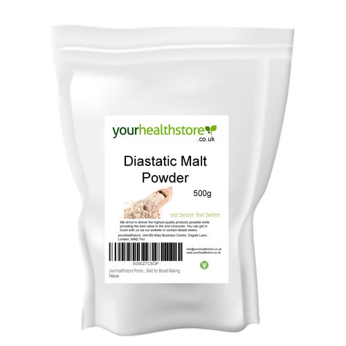 yourhealthstore Premium Diastatic Malt Powder 500g Barley Malt for Bread Making