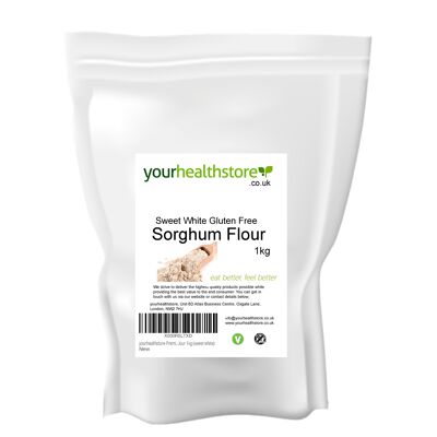 yourhealthstore Farine de sorgho à grains entiers de première qualité sans gluten 1kg (blanc doux)