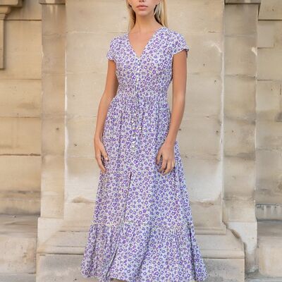 Long dress with bohemian print button front