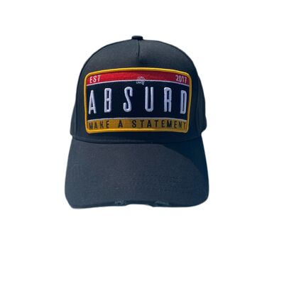 Black 5 Panel Hat Streetwear Patch Distressed-Unisex