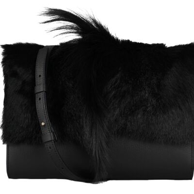 Borsa Roma - Base in pelle nera e patta punk nera