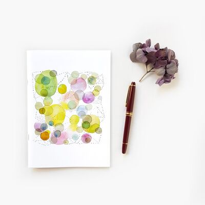A5 NOTEBOOK ILLUSTRATED WITH MULTICOLOR DOTS PASTEL WATERCOLOR