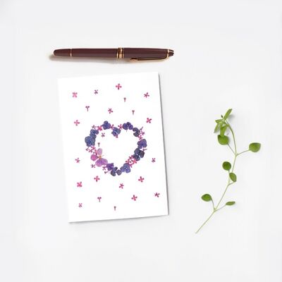 DOUBLE HEART FLOWER CARD BICOLOR HERBIER