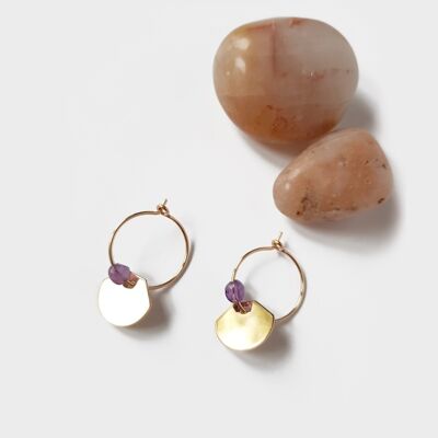 GOLD-PLATED MINI CREOLES AMETHYST PEARL
