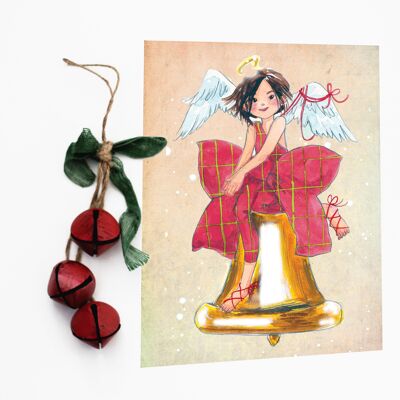 Postcard bell angel