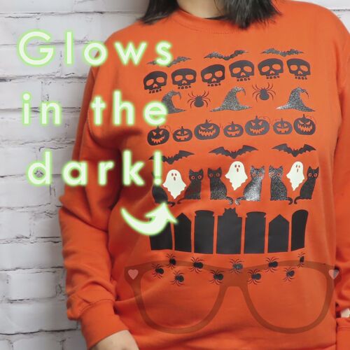 Halloween Sweater with glitter and glow in the dark - Adult XS 34"