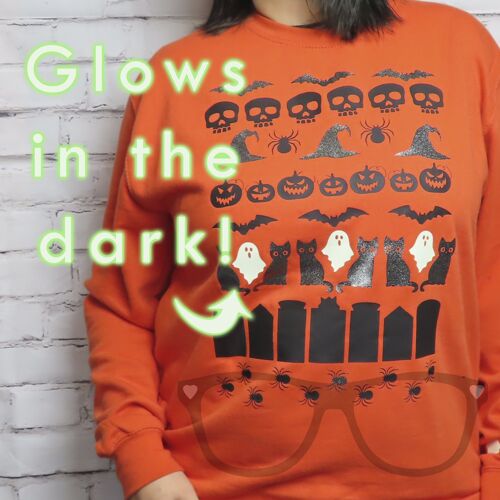 Halloween Sweater with glitter and glow in the dark - Adult S 36"