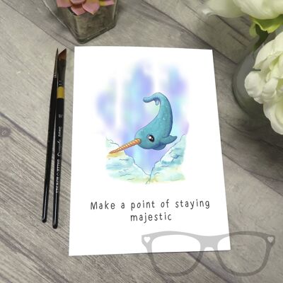 Narwhal Art Print - With Text - A5 (148.5 x 210mm/5.8 x 8.3")