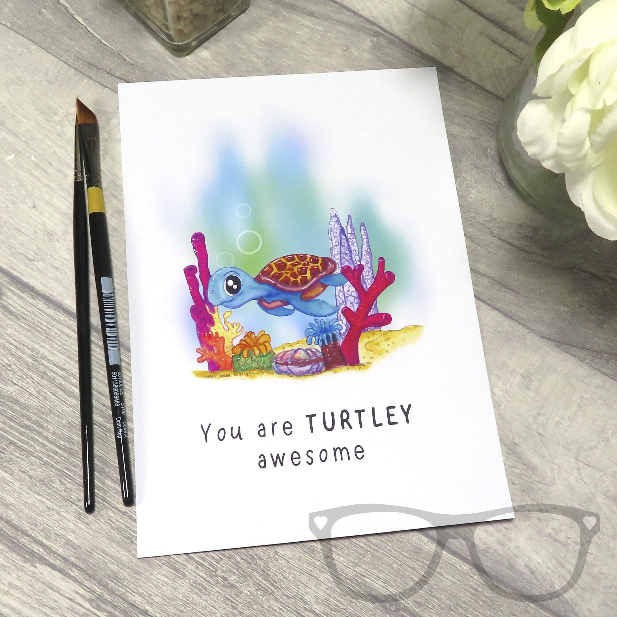 Turtle Art Print - With Text - A5 (148.5 x 210mm/5.8 x 8.3")