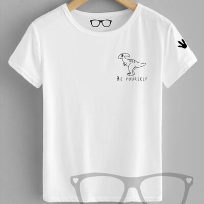 Parasaurolophus Dinosaur T-shirt - Unisex XXS 32/34" - White