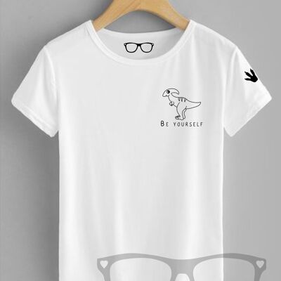 Camiseta de dinosaurio Parasaurolophus - Unisex S 36/38 "- Blanco