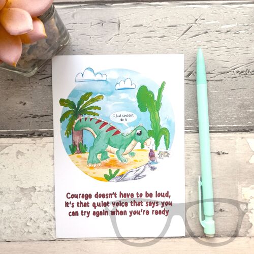 Iguanodon "Courage doesn't have to be loud" Dinosaur Print - A6