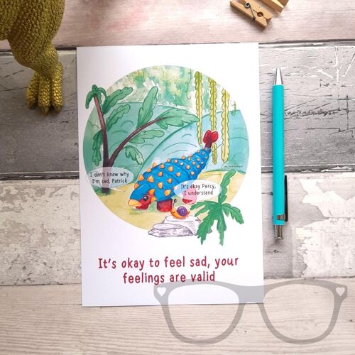 Ankylosaurus "It's okay to be sad" Dinosaur Print - A5