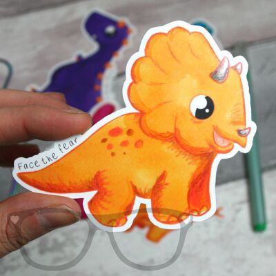 Sticker dinosaure - Triceratops - Face à la peur