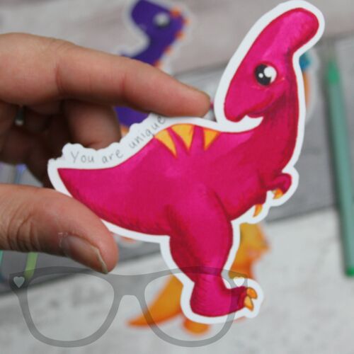 Dinosaur sticker- Parasaurolophus- You are unique