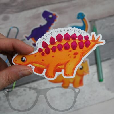Dinosaur sticker- Stegosaurus Kindness is not a weakness