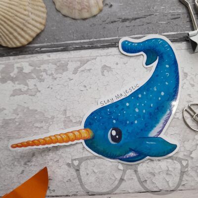 Pegatina Motivacional Narwhal "Stay Majestic"